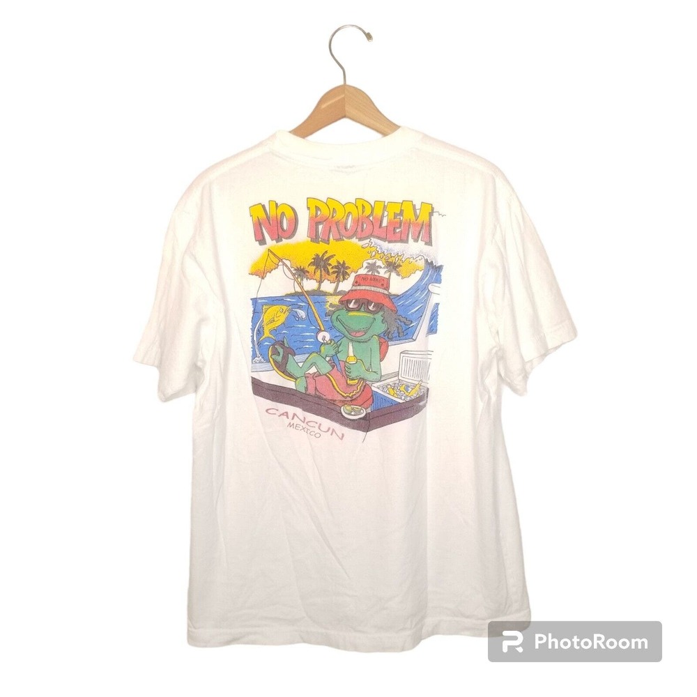 Vtg Cancun Tee Mens Mexico Vacation Frog Fishing Boating